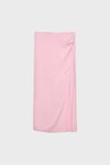 Pastel Pembe Uzun Yan Yırtmaçlı Keten Etek