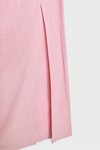 Pastel Pembe Uzun Yan Yırtmaçlı Keten Etek