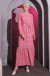 Pembe Çiçekli Bürümcük Tesettür Elbise