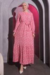Pembe Çiçekli Bürümcük Tesettür Elbise
