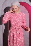 Pembe Çiçekli Bürümcük Tesettür Elbise