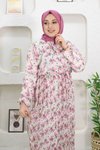 Pembe Desenli Tesettür Elbise