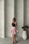Pembe Mini Puantiyeli Etek