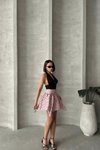 Pembe Mini Puantiyeli Etek