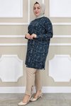 Petrol Yeşili Desenli Tunik