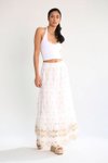 Ekru Beli Lastikli Uzun Etek