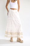 Ekru Beli Lastikli Uzun Etek