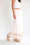Ekru Beli Lastikli Uzun Etek