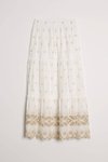 Ekru Beli Lastikli Uzun Etek