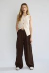 Kahve Kemerli Geniş Paça Pantolon