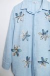 Mavi Uzun Kollu Çiçekli Gömlek