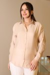 Bej Yakası Boncuk İşlemeli Gömlek