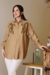 Camel Uzun Boncuk İşlemeli Gömlek