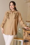 Camel Uzun Boncuk İşlemeli Gömlek