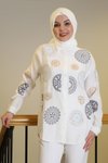 Ekru Nakış İşlemelipullu Gömlek