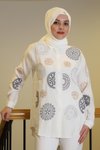 Ekru Nakış İşlemelipullu Gömlek