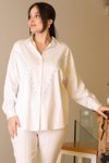 Ekru Uzun Kollu Zincir İşlemeli Gömlek