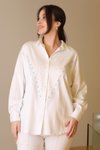 Ekru Uzun Kollu Zincir İşlemeli Gömlek
