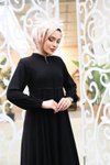 Siyah Beli Fistolu Omuzları Vatkalı Kolu Lastikli Ferace