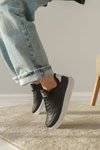 Siyah Beyaz Ortopedik Sneaker Spor Ayakkabı