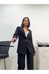 Siyah Blazer Ceket Kalem Pantolon Ikili İkili Takım