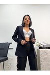 Siyah Blazer Ceket Kalem Pantolon Ikili İkili Takım