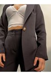 Siyah Blazer Ceket Kalem Pantolon Ikili İkili Takım