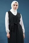 Siyah Çizgili Gömlekli Jile Tesettür Elbise