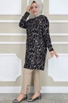 Siyah Dalga Desenli Tunik