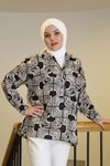 Siyah Desenli Geometrik Gömlek