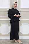 Siyah Fırfır Detaylı Etekli İkili Takım
