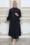 Siyah Fırfır Detaylı Etekli İkili Takım