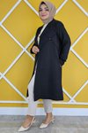 Siyah Kolye Detaylı Kimono Bluzlu İkili Takım