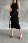 Siyah Midi Halter Elbise