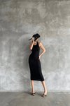 Siyah Midi Halter Elbise