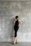 Siyah Midi Halter Elbise