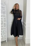 Siyah Midi Pul İşlemeli Tasarım Abiye Elbise