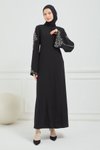 Siyah Özel Tasarım Abaya