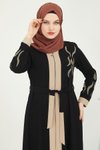 Siyah Özel Tasarım Abaya
