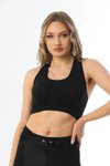 Siyah Push-up Toparlayıcı Yumuşak Penye Spor Bralet Rahat Südyen