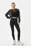 Siyah Spor Yüksek Bel Çizgi Detaylı Slim Fit Tayt