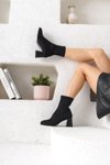 Siyah Süet Garantili D029 Streç Bilekli Orta Boy Topuklu Bot