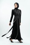Siyah Taş Detaylı Tesettür Abiye Elbise