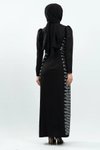 Siyah Taş Detaylı Tesettür Abiye Elbise