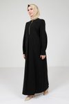 Siyah Yakası Fermuarlı Renk Tesettür Elbise