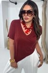 Kiremit Modal Kumaş V Yaka Tshirt