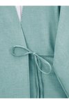 Su Yeşili Önden Bağlamalı Pantolonlu Kimono İkili Takım