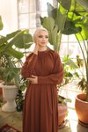 Taba Ankanoor Reglan Kol Büzgülü Elbise