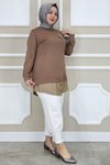 Taba Kot Kombinli Düğme Detaylı Tunik