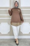 Taba Kot Kombinli Düğme Detaylı Tunik